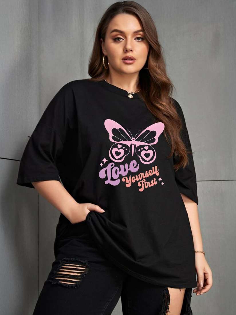 Buy Love Yourself First Graphic Oversized T-shirt Tshirts for