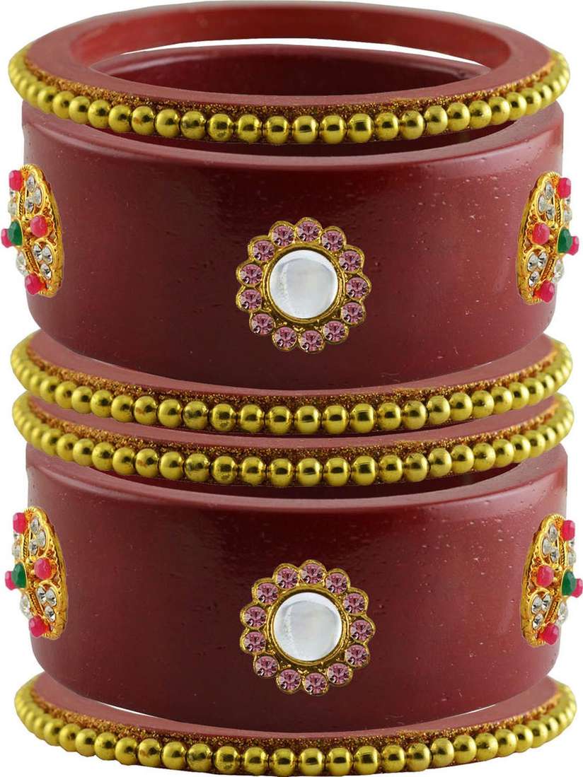 Buy Vidhya Kangan Plastic Crystal Maroon Bangle set Bangle for