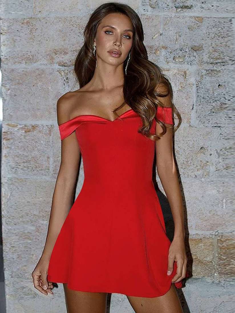 Buy LULU SKY Women Off-Shoulder A-Line Mini Dress Dresses for