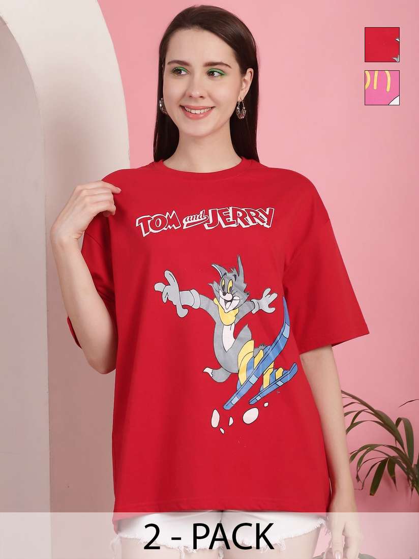 Myntra Tom And Jerry Pink Shirt Dreambe Women Pack Of Tom Jerry