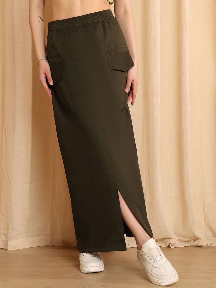 【NONCODE】Tamil cargo slit long skirt Buy NEUDIS Cotton Cargo Maxi Front Slit Skirt - Skirts for
