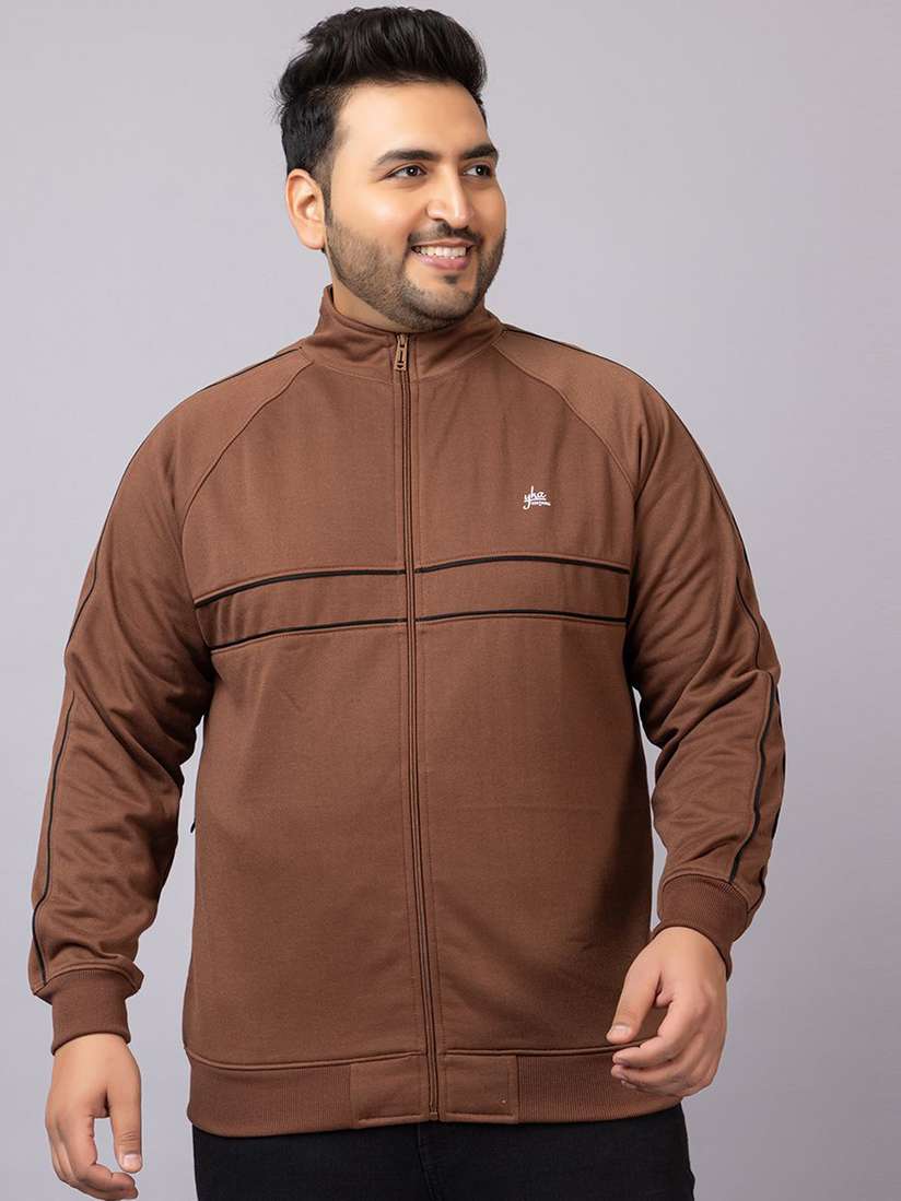Buy YHA Men Striped Lightweight Plus Size Zipper Winter Bomber