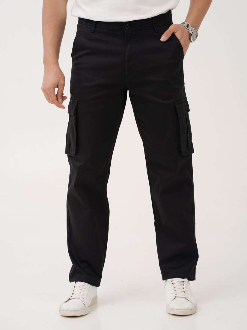 Buy The Pant Project City Black Relaxed Fit Stretchable Cargo