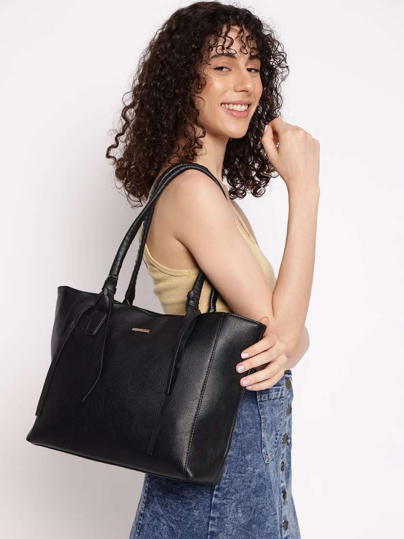 All Weekend Tote Black Beauty Fastrack Black Tote Bag With Twisted