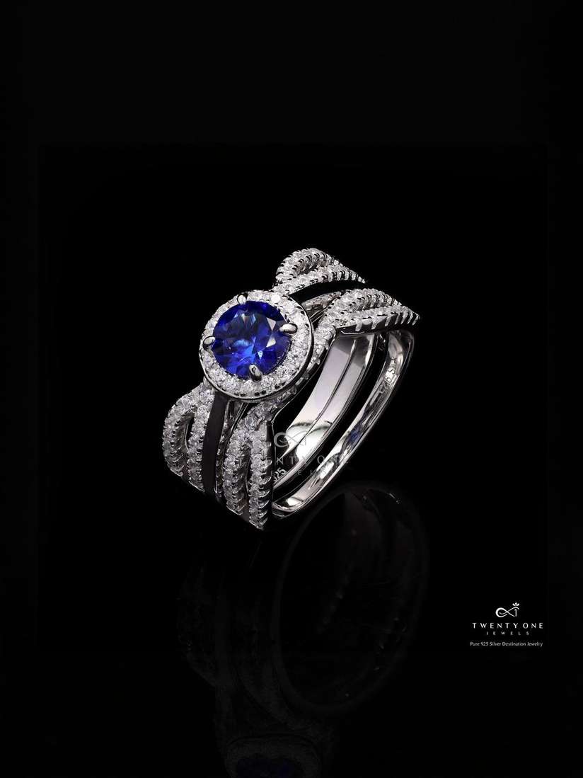 Buy Twenty One Jewels Women Sterling Silver Rhodium-Plated Finger