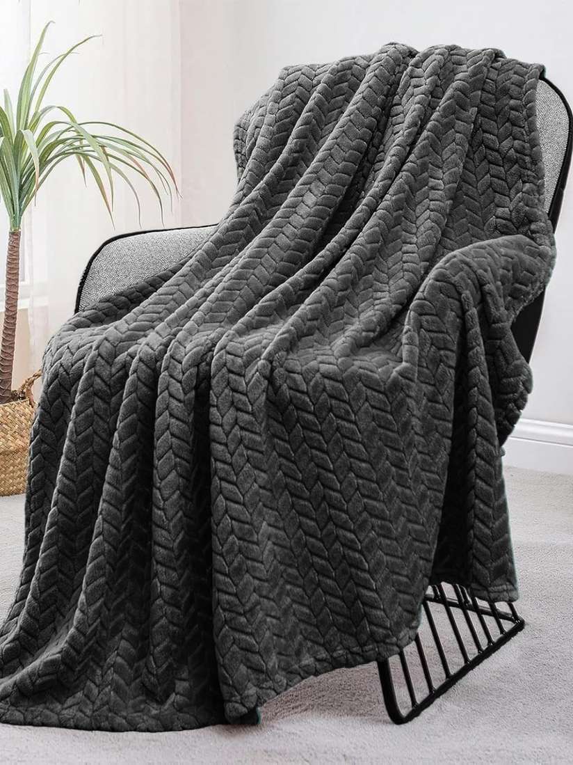 Grey Microfibre Blankets Romee Grey Microfibre Stripes Blankets