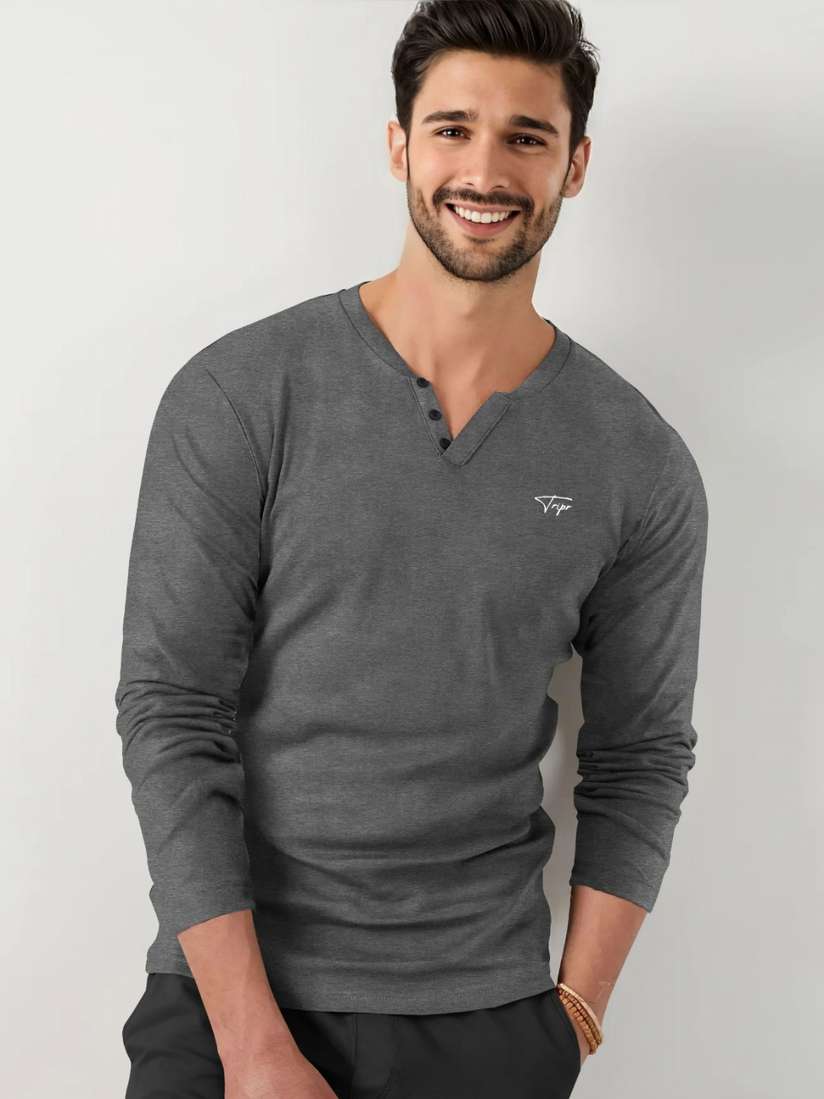 Buy TRIPR V-Neck Long Sleeves T-shirt Tshirts for Men 34040915