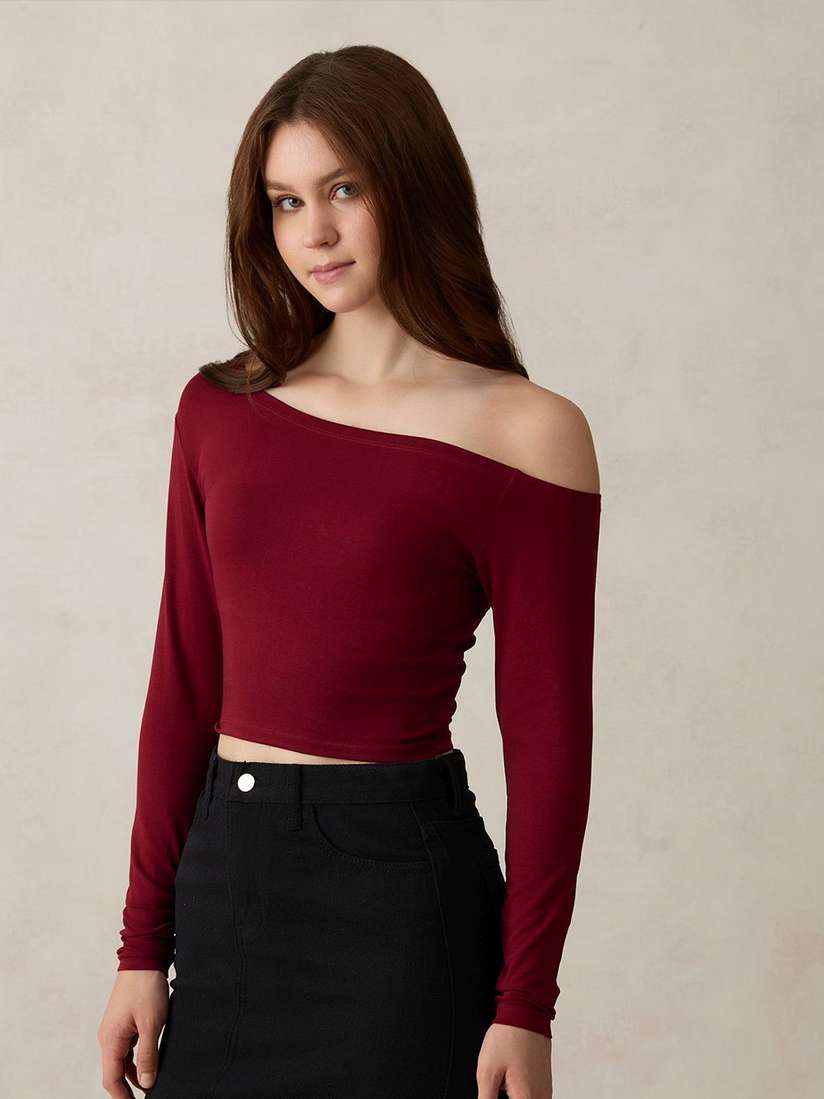 Buy Outzidr One Side Off-Shoulder Top - Tops for Women 34013128 | Myntra