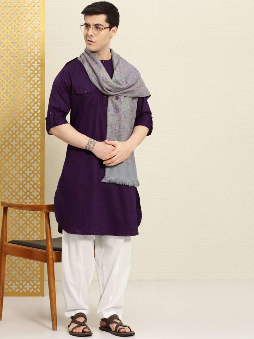 Buy House of Pataudi Men Pure Cotton Kurta with Salwar Shawl Kurta Sets for Men 20258076 Myntra