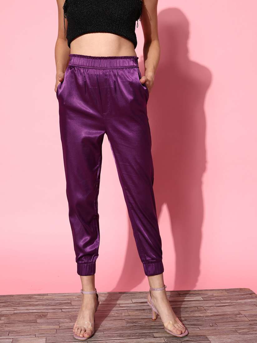 Lilac satin joggers discount