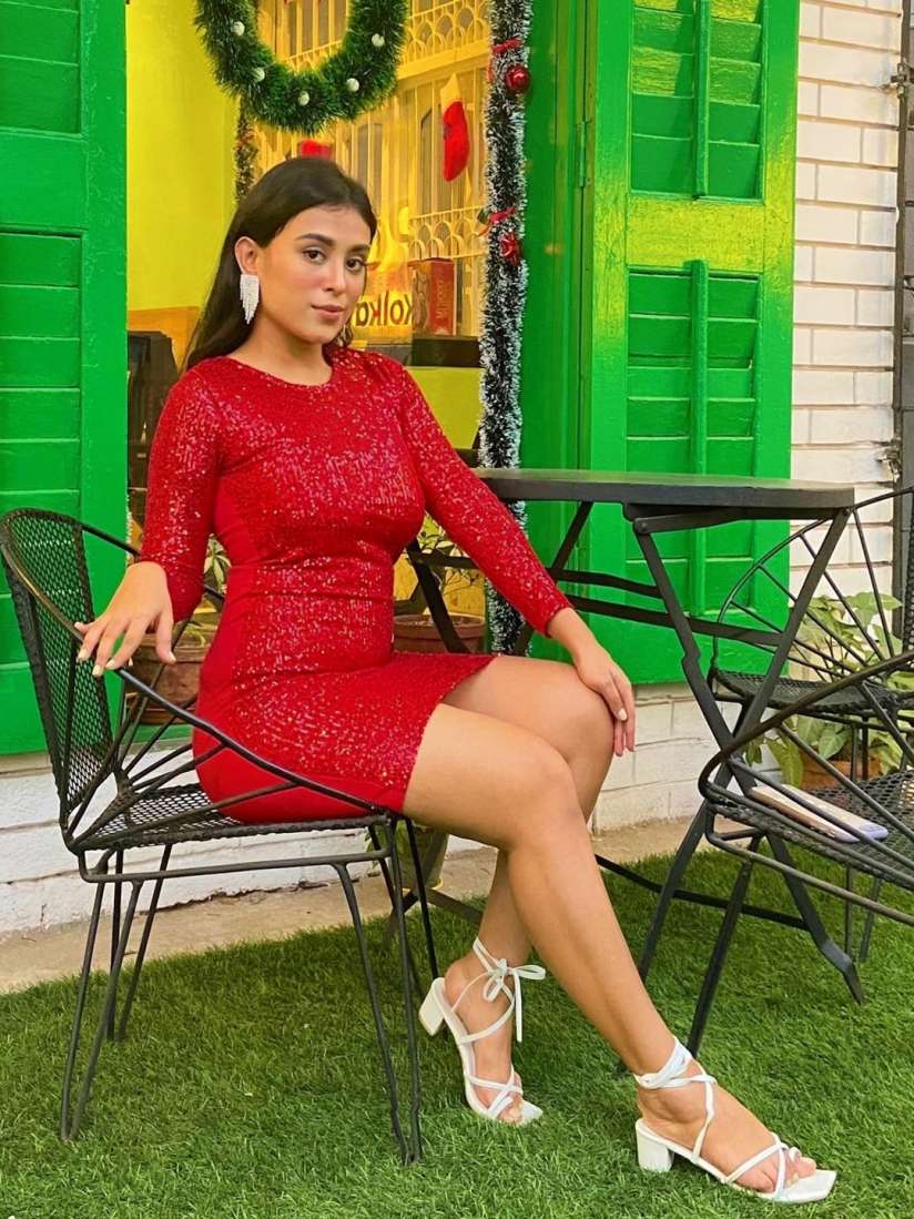 Buy SASSAFRAS Women Gorgeous Red Solid Shimmer Sequin Dress Dresses for Women 20258524 Myntra