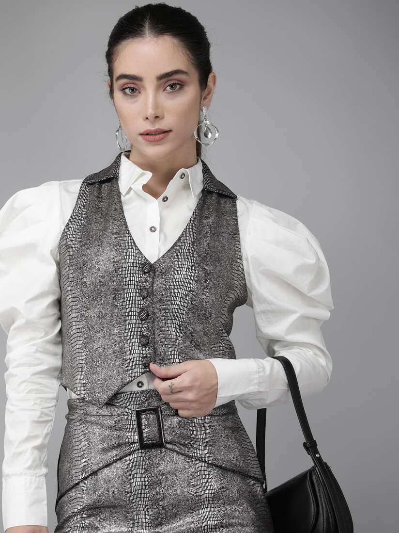 Silver waist coat top