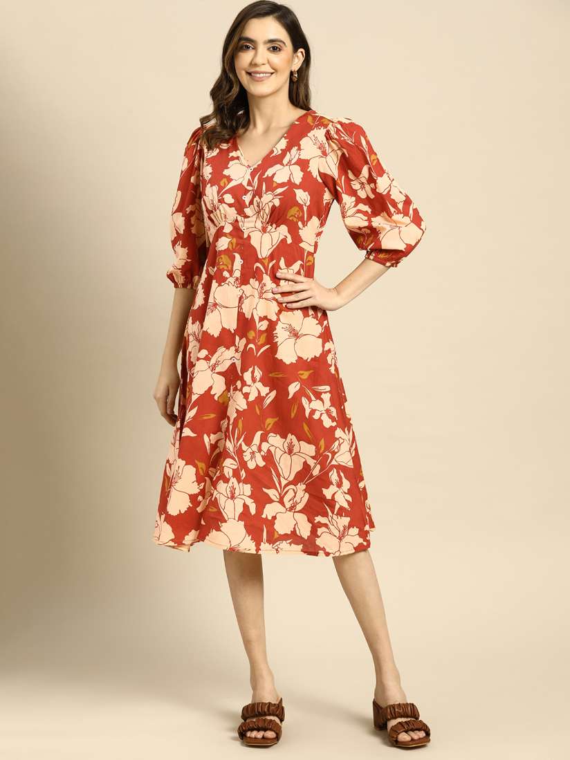 Buy all about you Floral Printed Pure Cotton A Line Dress Dresses for Women 20258738 Myntra