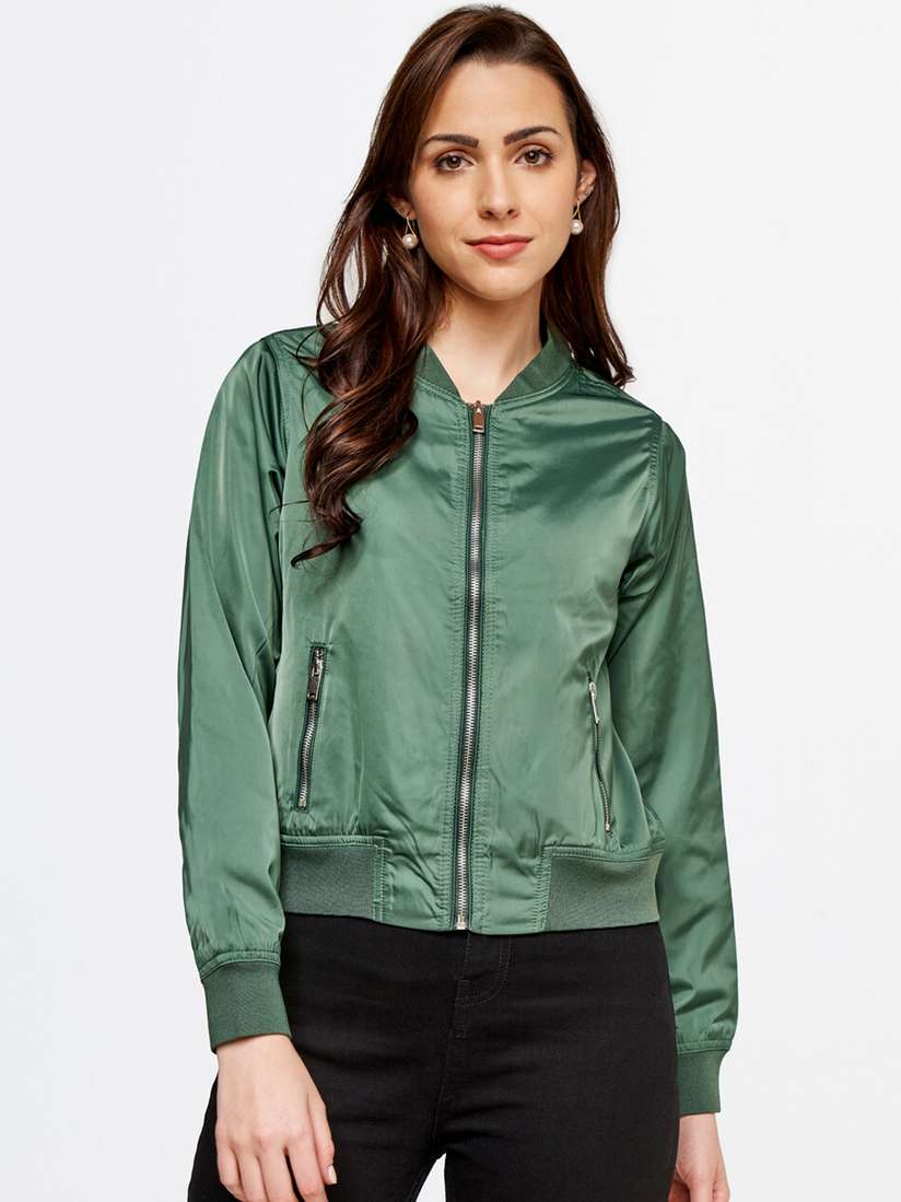 Satin Bomber Green Bomber Jacket Ladies ANINE BING Leon Satin