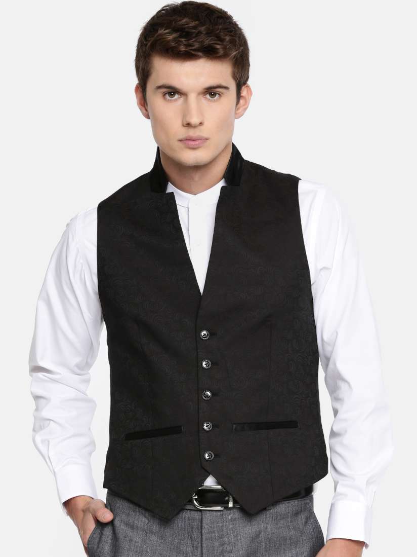 Buy Blackberrys Black Self Design Slim Fit Waistcoat Waistcoat for Men 2026562 Myntra