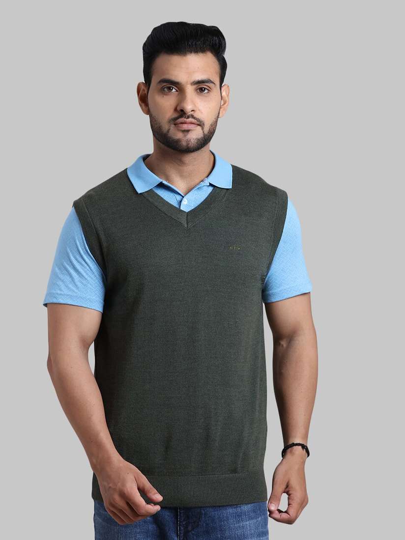 Sweater Vest Colorplus Sweater Buy ColorPlus Men Green Solid