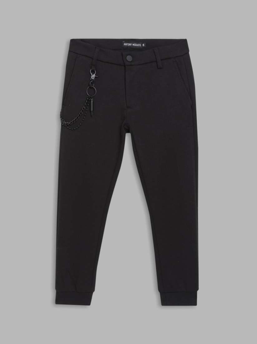 Boys black skinny joggers hot sale
