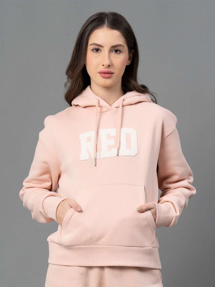 Buy Mode by Red Tape Mode By Red Tape Women Light Peach Embroidered Hoodie Sweatshirts for Women 20267844 Myntra