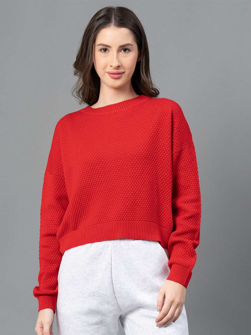 Buy Mode by Red Tape Women Red Acrylic Pullover Sweater Sweaters for Women 20267876 Myntra