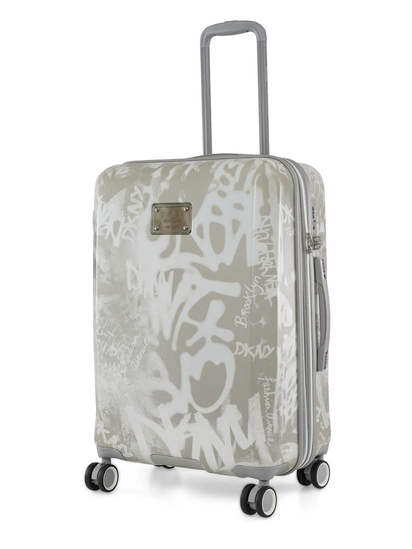 Buy DKNY REBELLION Range Grey White Printed Hard Sided Medium Trolley Suitcase Trolley Bag for Unisex 20272778 Myntra