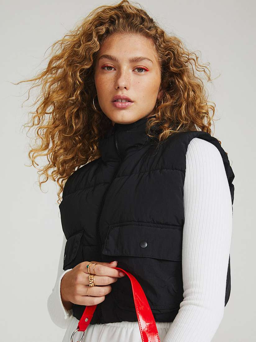 Buy H M Woman Hooded puffer gilet Jackets for Women 20275318 Myntra