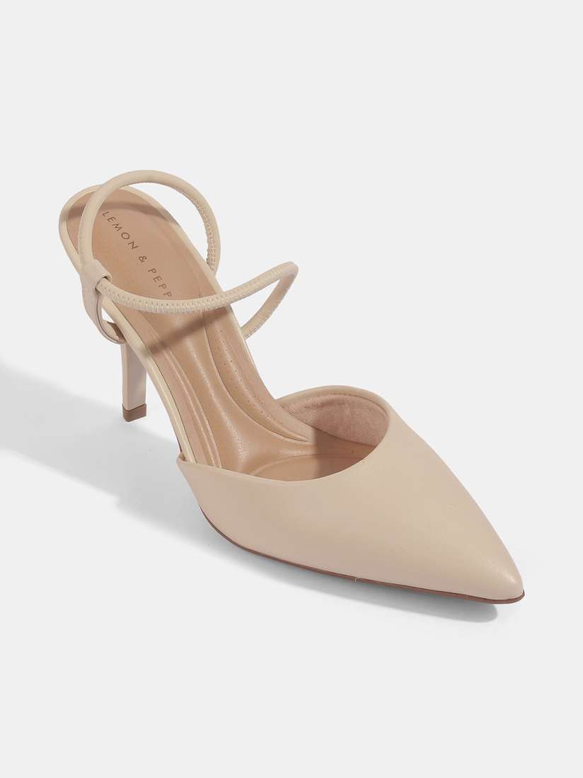 Buy LEMON PEPPER Beige PU Stiletto Pumps Heels for Women 20279762 Myntra