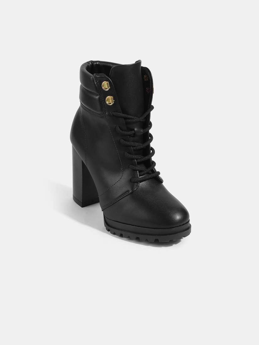 Buy LEMON PEPPER Women Black Solid Regular Boots Boots for Women 20280204 Myntra