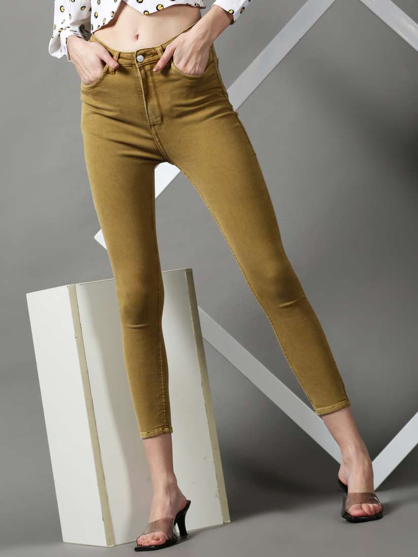 Buy SHOWOFF Women Khaki Skinny Fit Stretchable Jeans Jeans for Women 20286194 Myntra