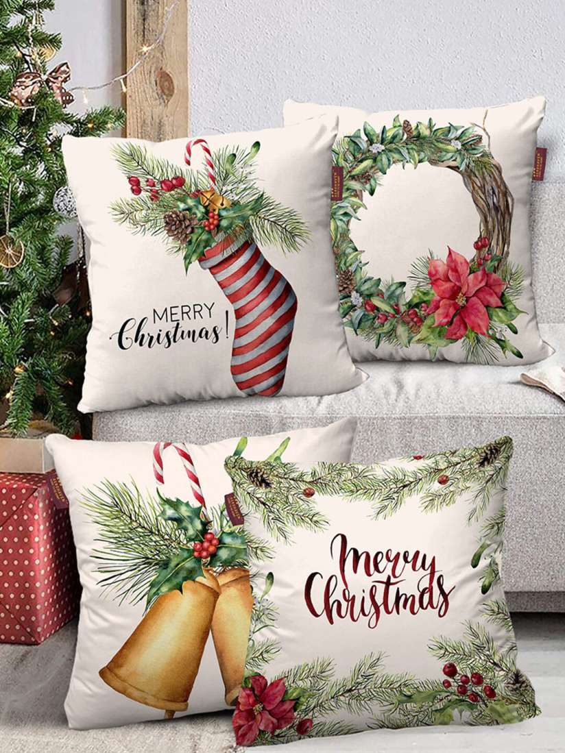 Buy AEROHAVEN Set of 4 Square Christmas Cushion Covers Cushion Covers for Unisex 20286714 Myntra