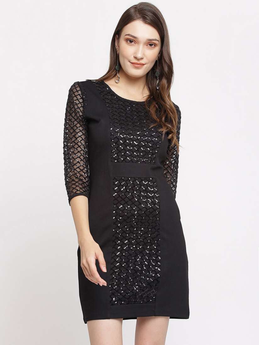 Buy Latin Quarters Black Sequined Sheath Dress Dresses for Women 20290838 Myntra