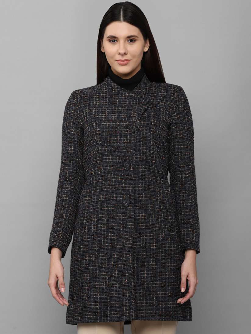 Buy Allen Solly Woman Women Grey Checked Longline Tailored Jacket Jackets for Women 20297758 Myntra