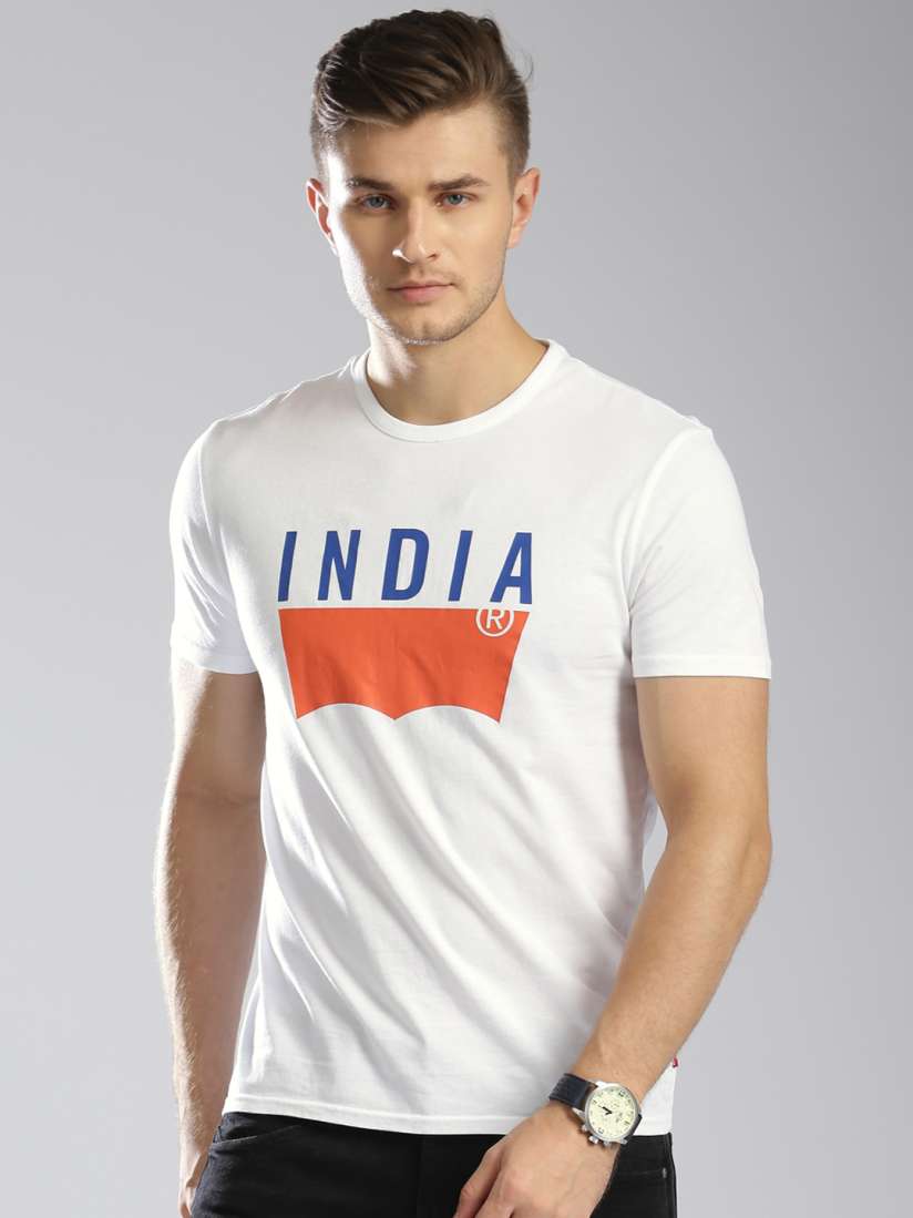 Buy Levis Men White Printed Round Neck Pure Cotton T shirt Tshirts for Men 2030105 Myntra