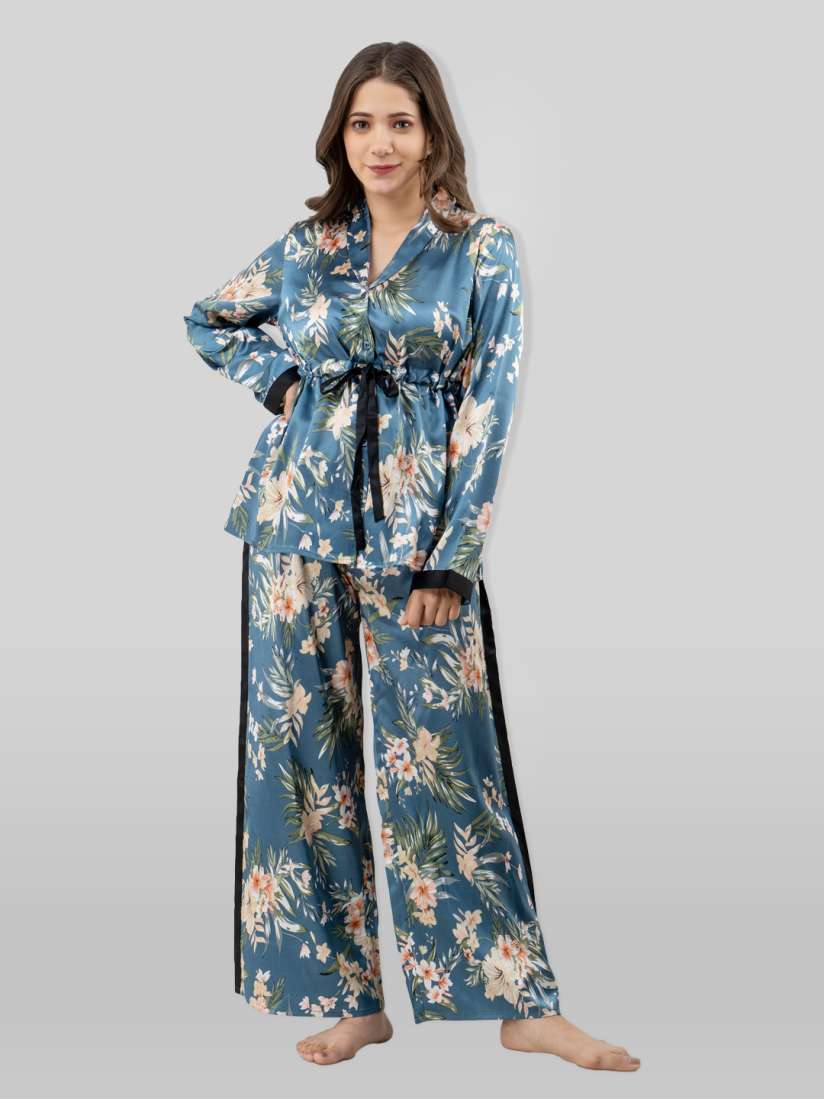 Buy PRETTY LOVING THING Women Blue White Printed Night suit Night suits for Women 20307464 Myntra