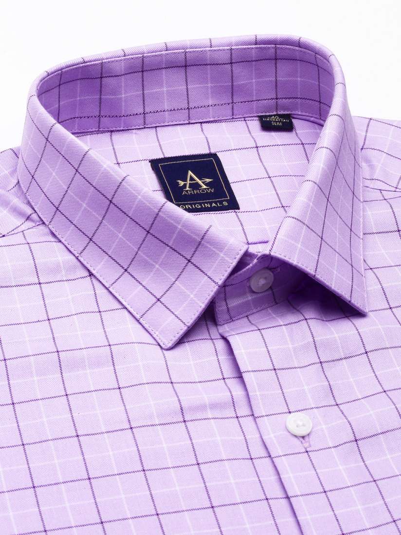 Purple gingham shirt men clearance