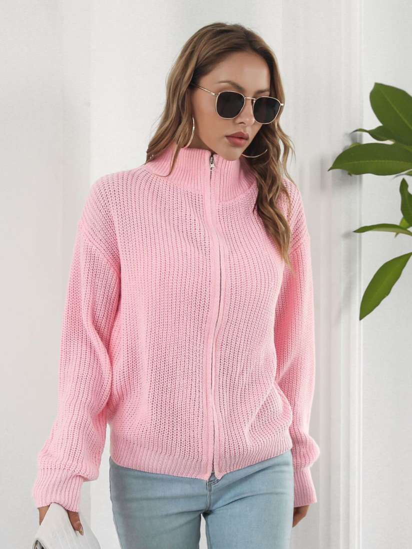 Ladies pink cardigan sweater cheap