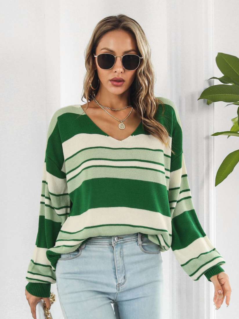 Buy StyleCast Women Green Off White Striped Pullover Sweater Sweaters for Women 20310198 Myntra