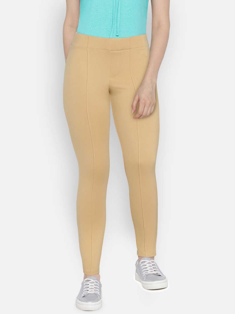 Buy Kraus Jeans Women K4005 Beige High Rise Skinny Fit High Rise Treggings Jeggings for Women 2031472 Myntra