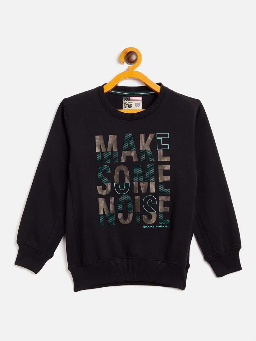 Buy Duke Kids Boys Black Typography Printed Fleece Pullover Sweatshirt Sweatshirts for Boys 20316890 Myntra
