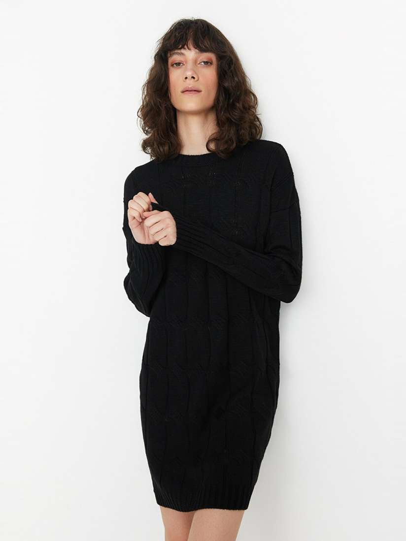 Buy Trendyol Women Black Solid Sweater Dress Dresses for Women 20318500 Myntra