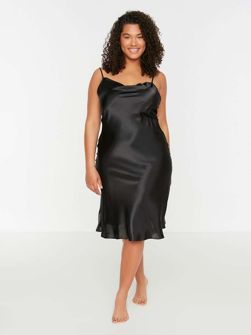 Buy Trendyol Women Black Satin Nightdress Nightdress for Women 20321168 Myntra