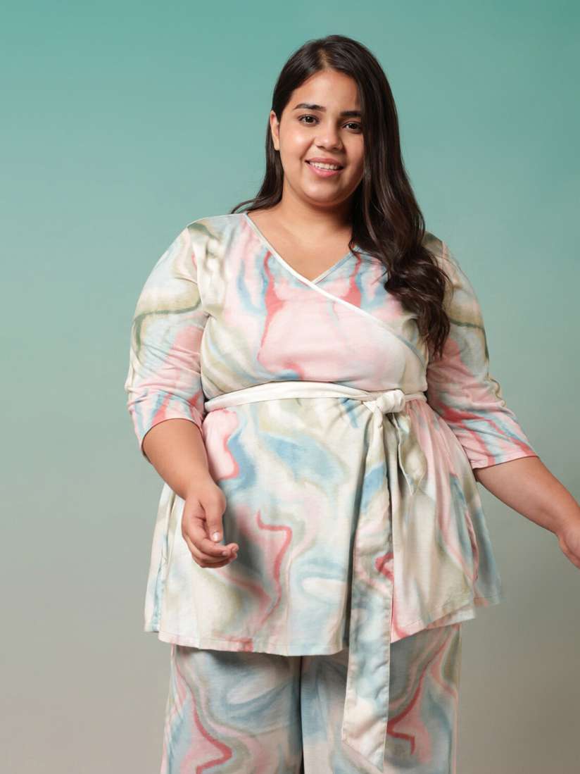 Buy Amydus Plus Size Women Multicoloured Print Wrap Top Tops for Women 20326708 Myntra