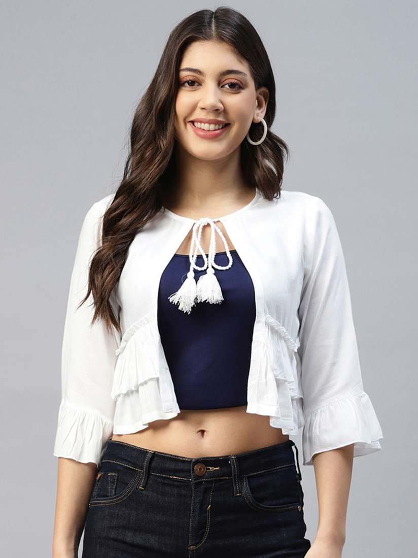 White cropped shrug on sale