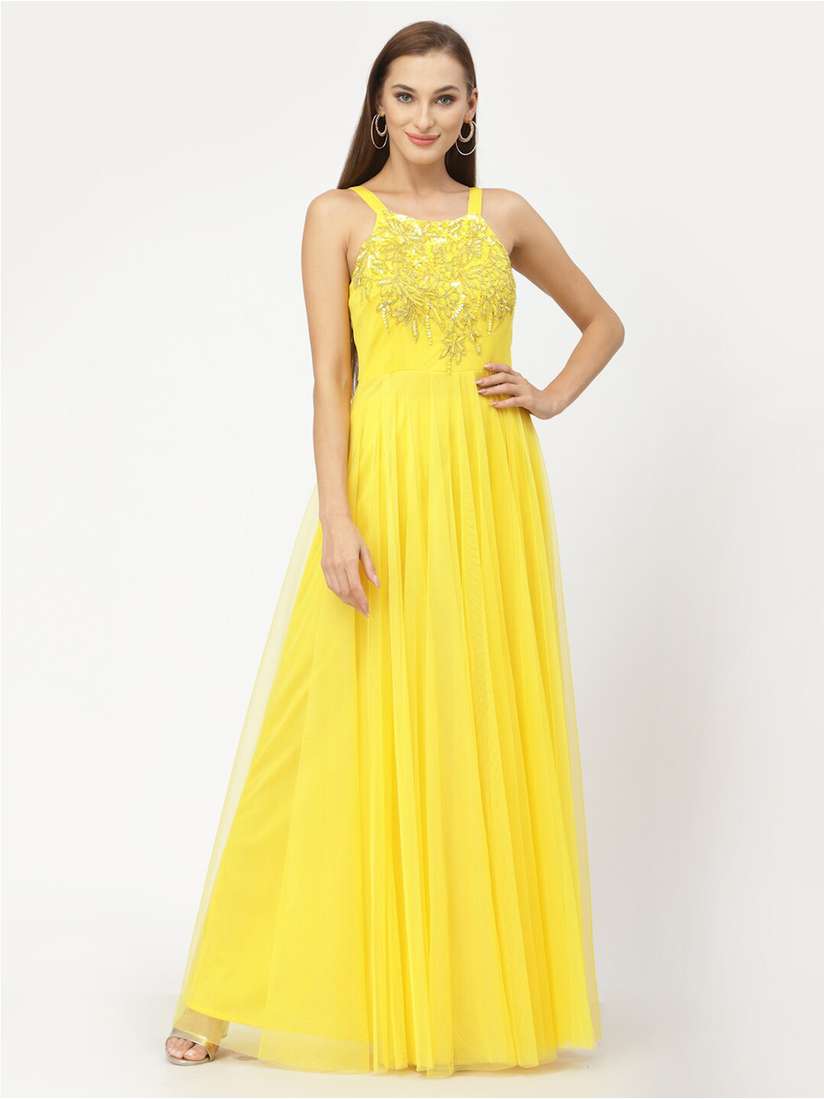 Maxi Dresses Yellow Strappy Dress Shop Online Beautiful Cotton