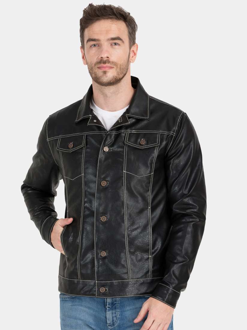 Buy Justanned Men Faux Leather Lightweight Leather Jacket Jackets for Men 20340352 Myntra