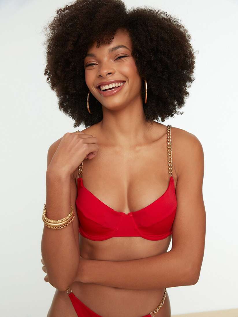 Buy Trendyol Women Red Solid Swim Bikini Bra Swim Tops for Women 20342704 Myntra