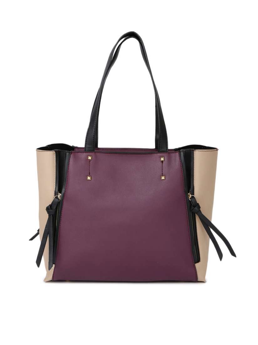 Buy DressBerry Burgundy Cream Coloured Colourblocked Shoulder Bag Handbags for Women 2034466 Myntra