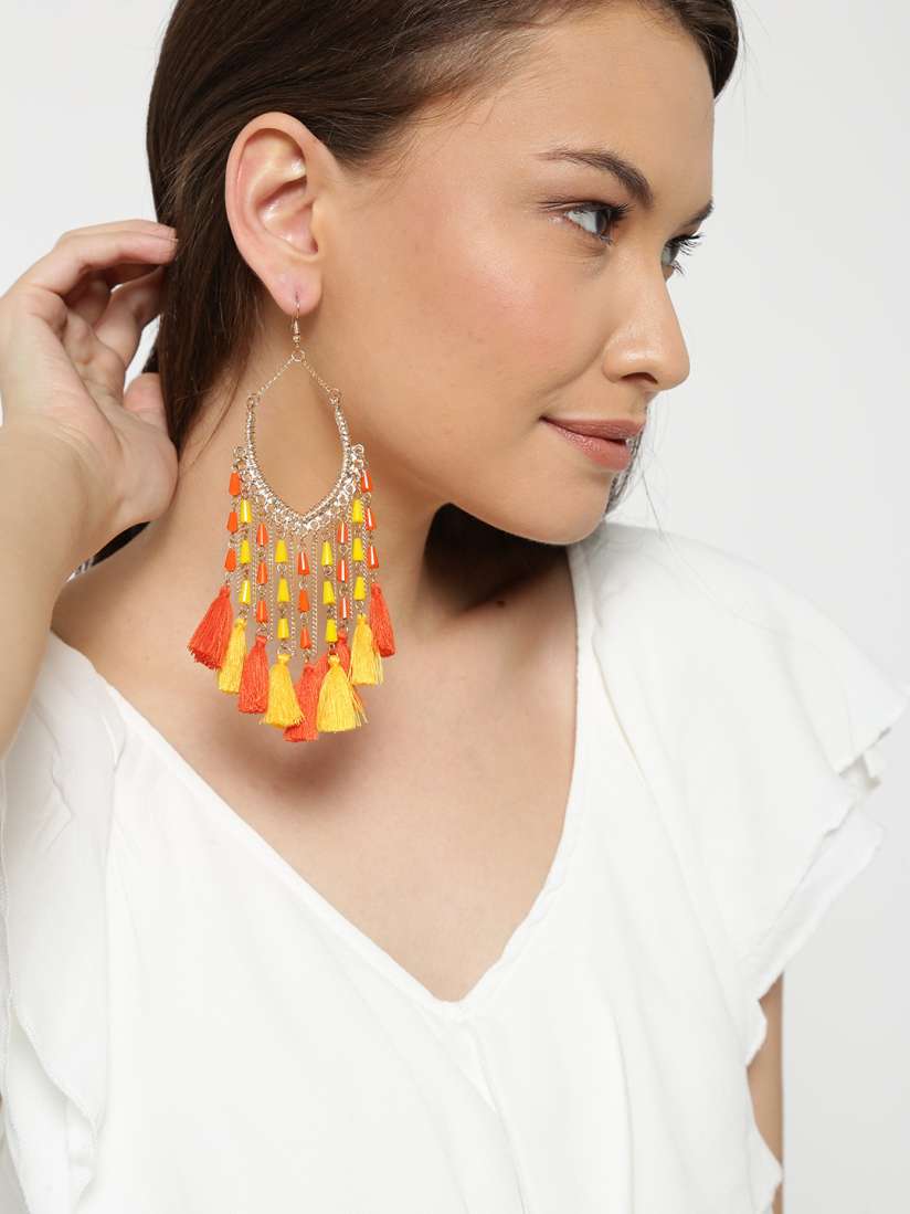 Buy Blueberry Yellow Orange Tassel Drop Earrings Earrings for Women 2034636 Myntra