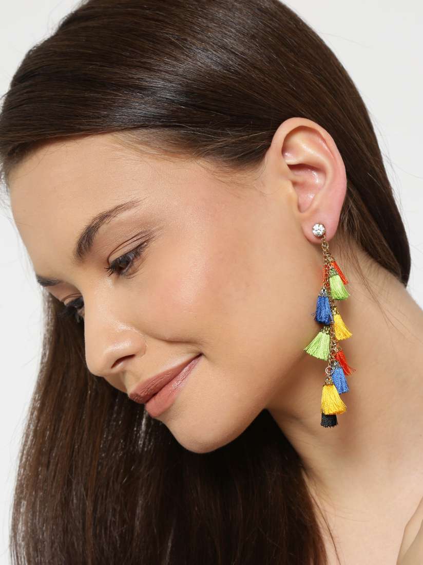 Buy Blueberry Multicoloured Tassel Drop Earrings Earrings for Women 2034647 Myntra