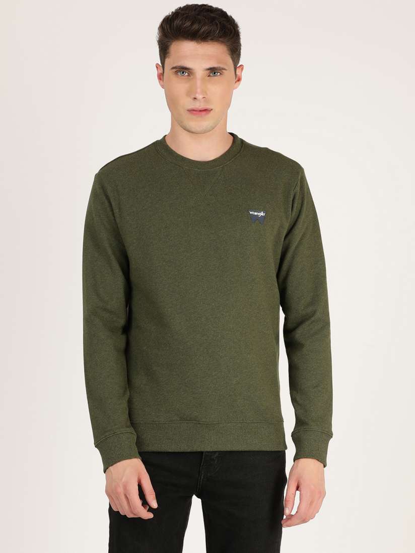 Wrangler full sleeve solid men's sweatshirt best sale