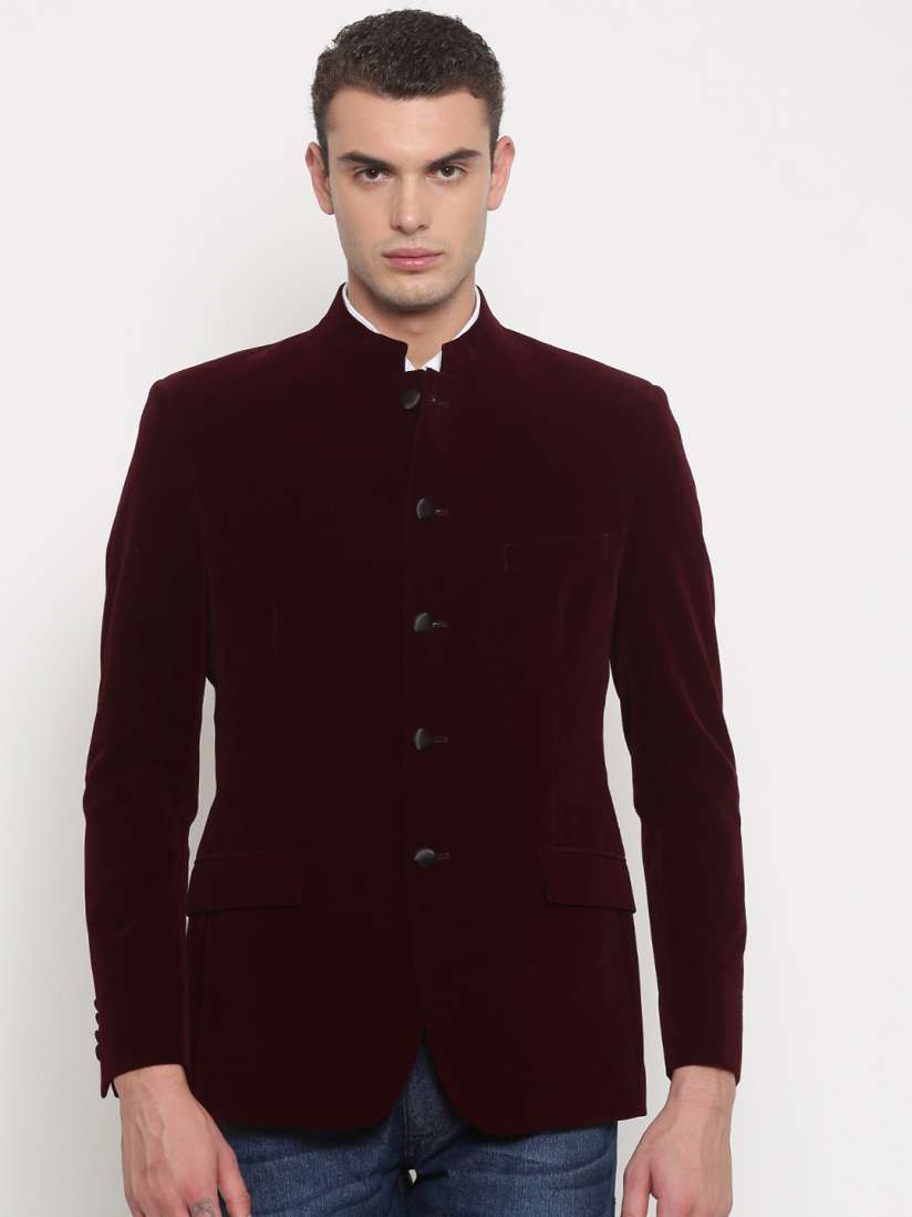 Buy Theme Maroon Velvet Fitted Blazer Blazers for Men 2035066 Myntra